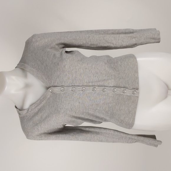 Cotton On Women's Cardigan Size Large Grey Long Sleeve V-Neck Button-up Fitted - Picture 2 of 12